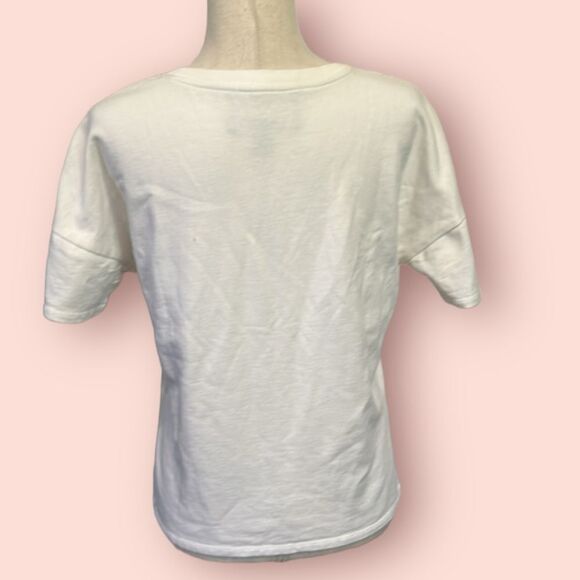 James Coviello white thick T-shirt with crochet front size extra small - Picture 2 of 11